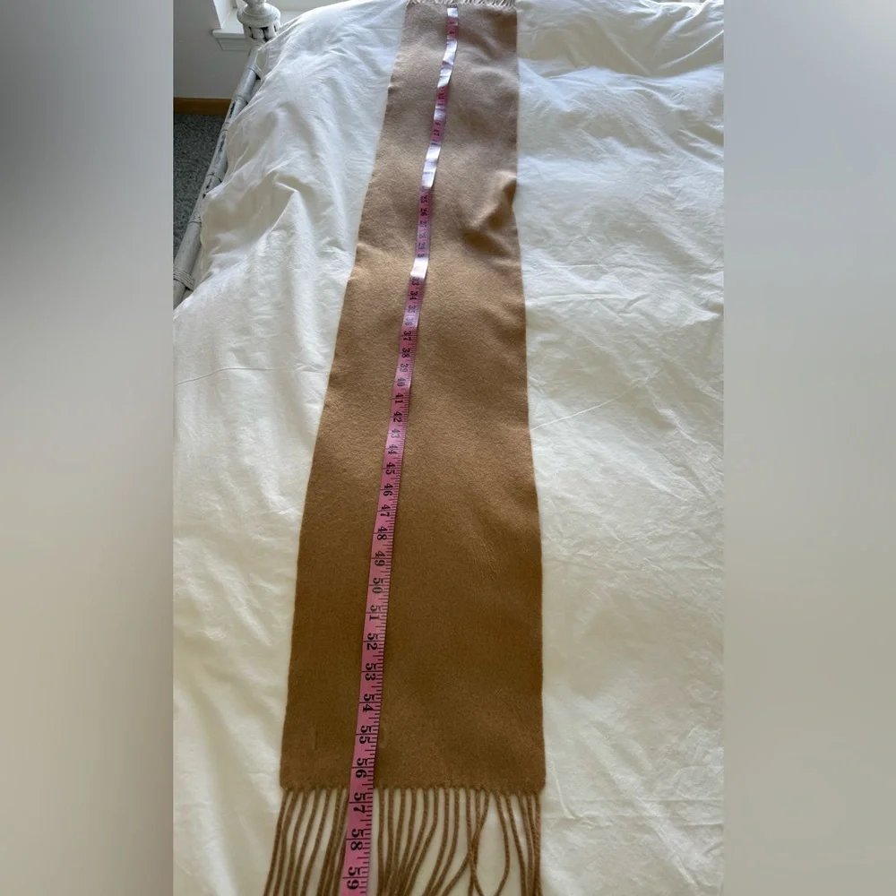 La FIORENTINA | 100% CASHMERE Camel Beige Fringed Scarf 56.5 X 9.5” Unisex